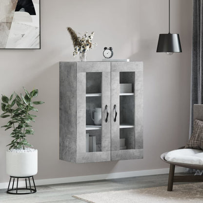 Wandkast 69,5X34X90 Cm Bewerkt Hout Betongrijs