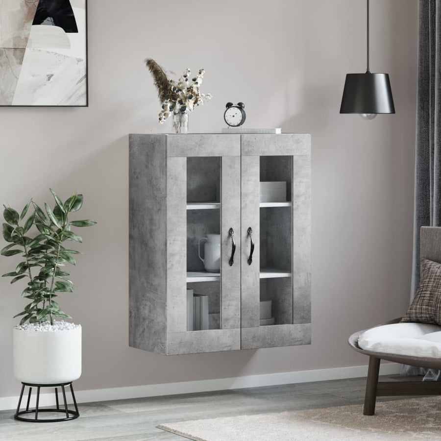 Wandkast 69,5X34X90 Cm Bewerkt Hout Betongrijs