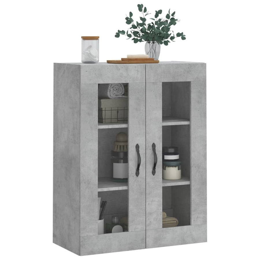 Wandkast 69,5X34X90 Cm Bewerkt Hout Betongrijs