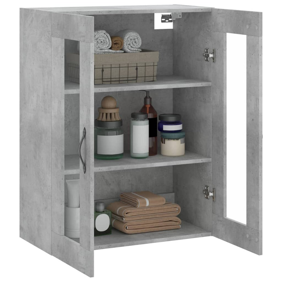 Wandkast 69,5X34X90 Cm Bewerkt Hout Betongrijs