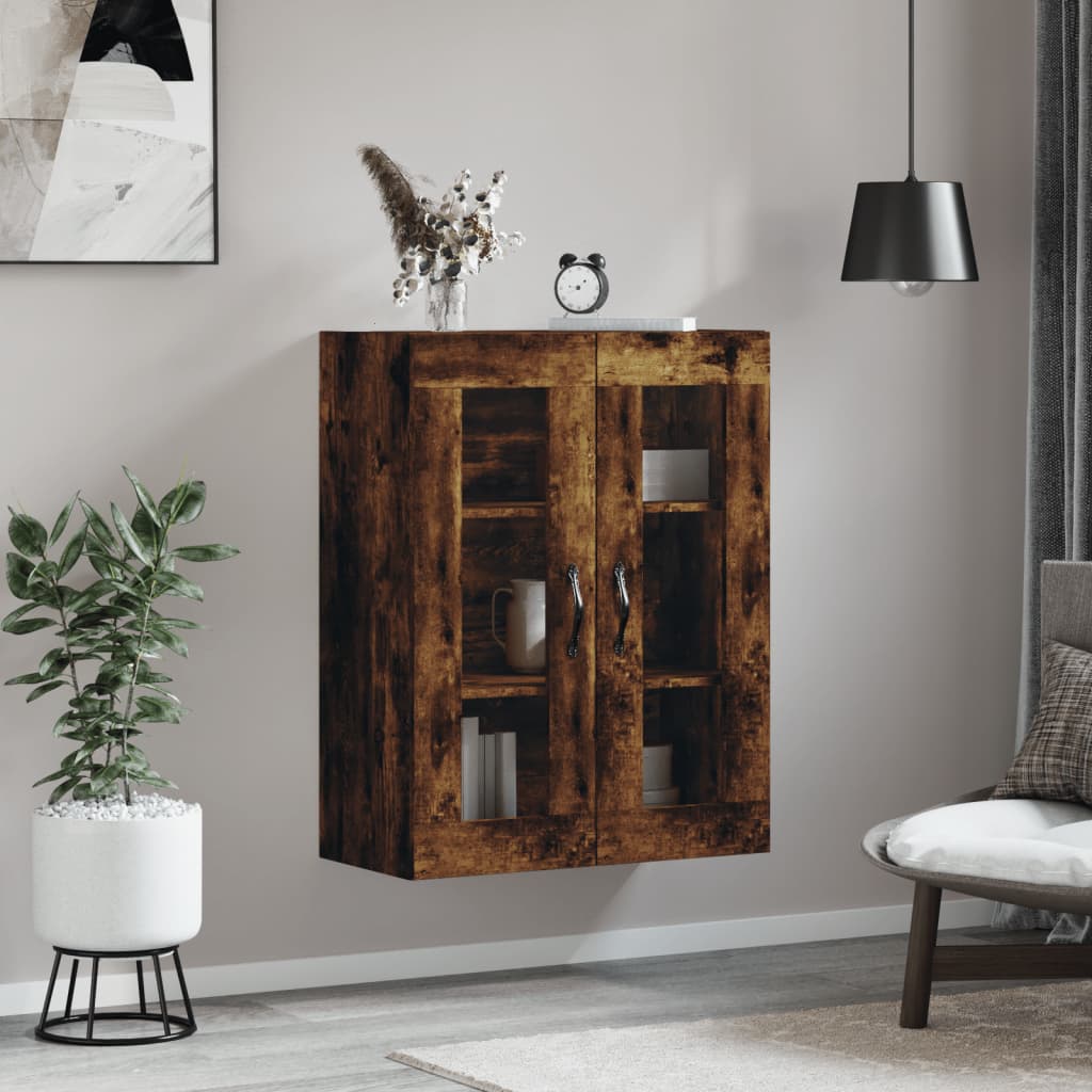 Wandkast 69,5X34X90 Cm Bewerkt Hout Kleurig Gerookt eiken