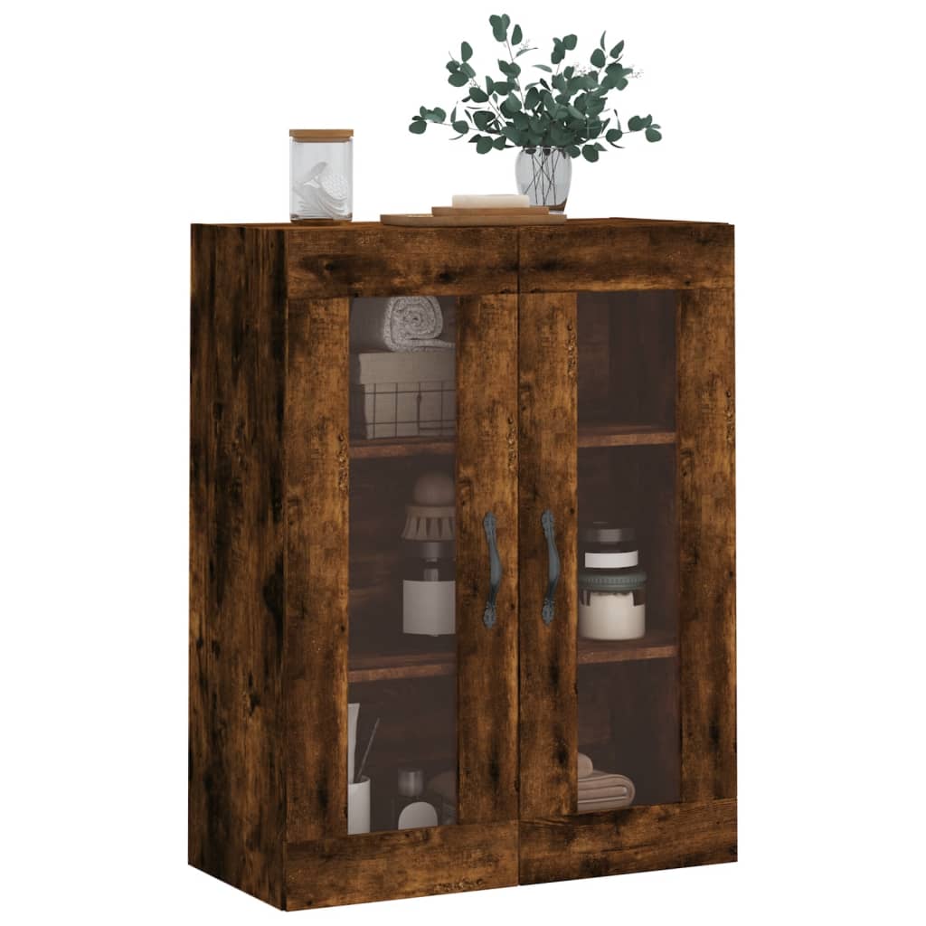 Wandkast 69,5X34X90 Cm Bewerkt Hout Kleurig Gerookt eiken