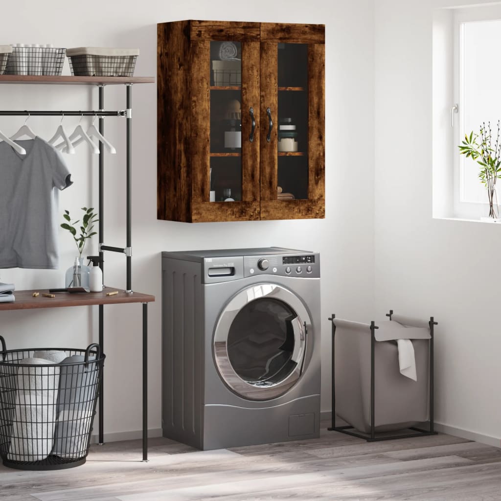 Wandkast 69,5X34X90 Cm Bewerkt Hout Kleurig Gerookt eiken