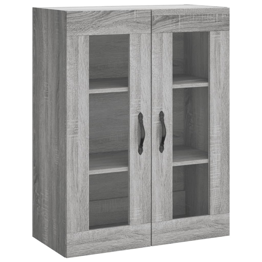Wandkast 69,5X34X90 Cm Bewerkt Hout Eikenkleurig Grijs sonoma