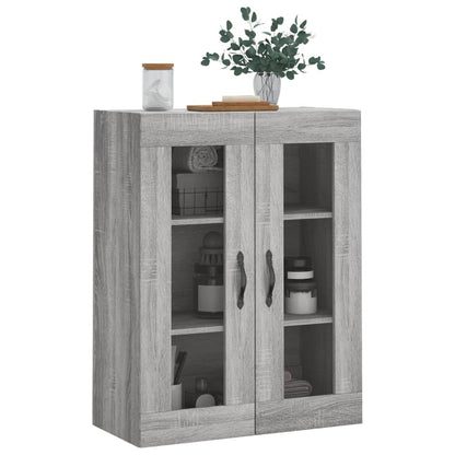 Wandkast 69,5X34X90 Cm Bewerkt Hout Eikenkleurig Grijs sonoma