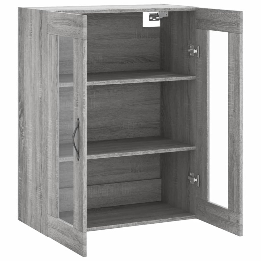 Wandkast 69,5X34X90 Cm Bewerkt Hout Eikenkleurig Grijs sonoma