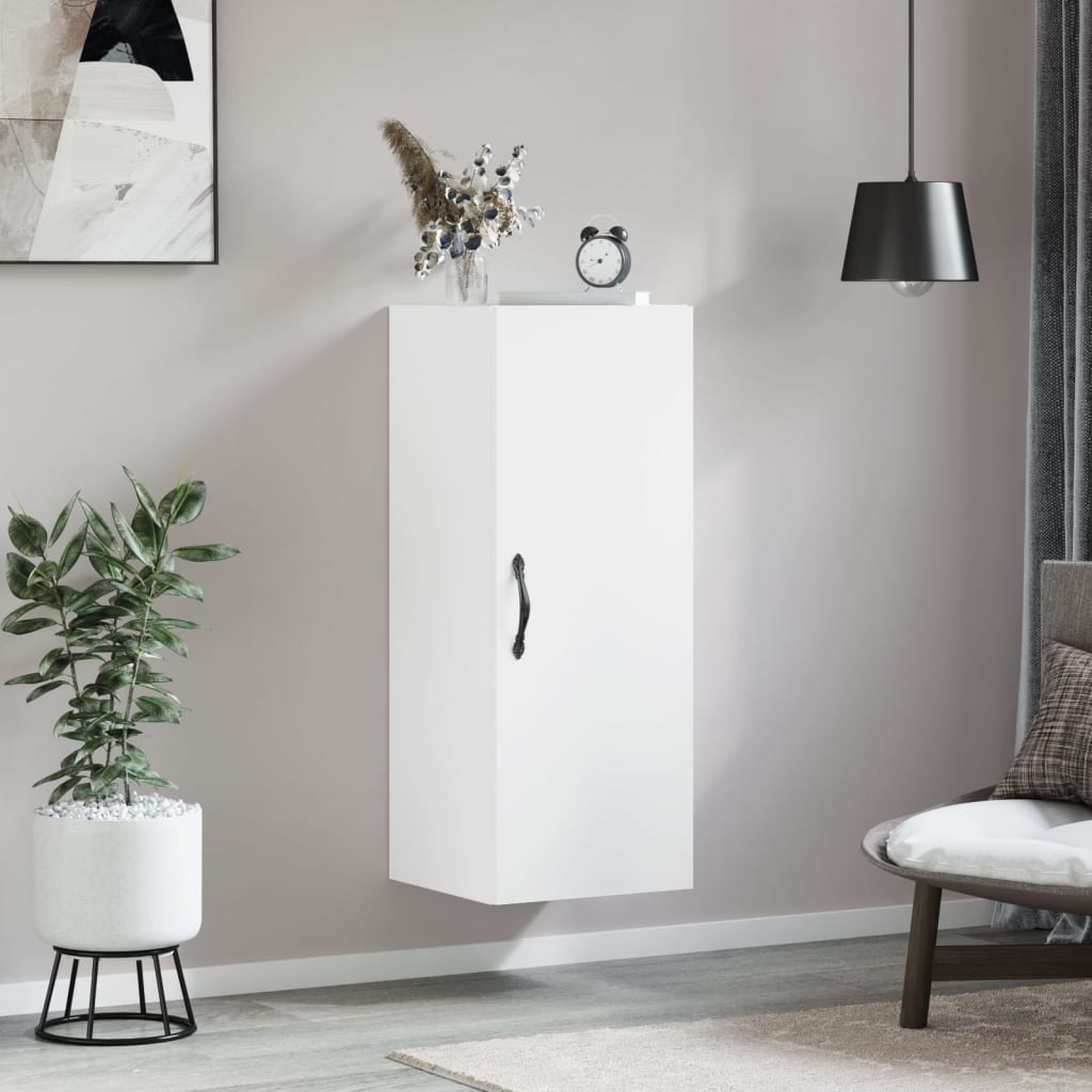 Wandkast 34,5x34x90 cm bewerkt hout wit