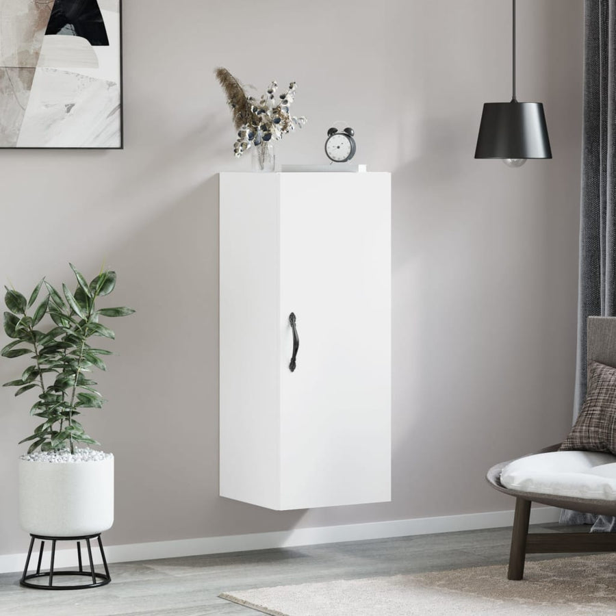 Wandkast 34,5x34x90 cm bewerkt hout wit