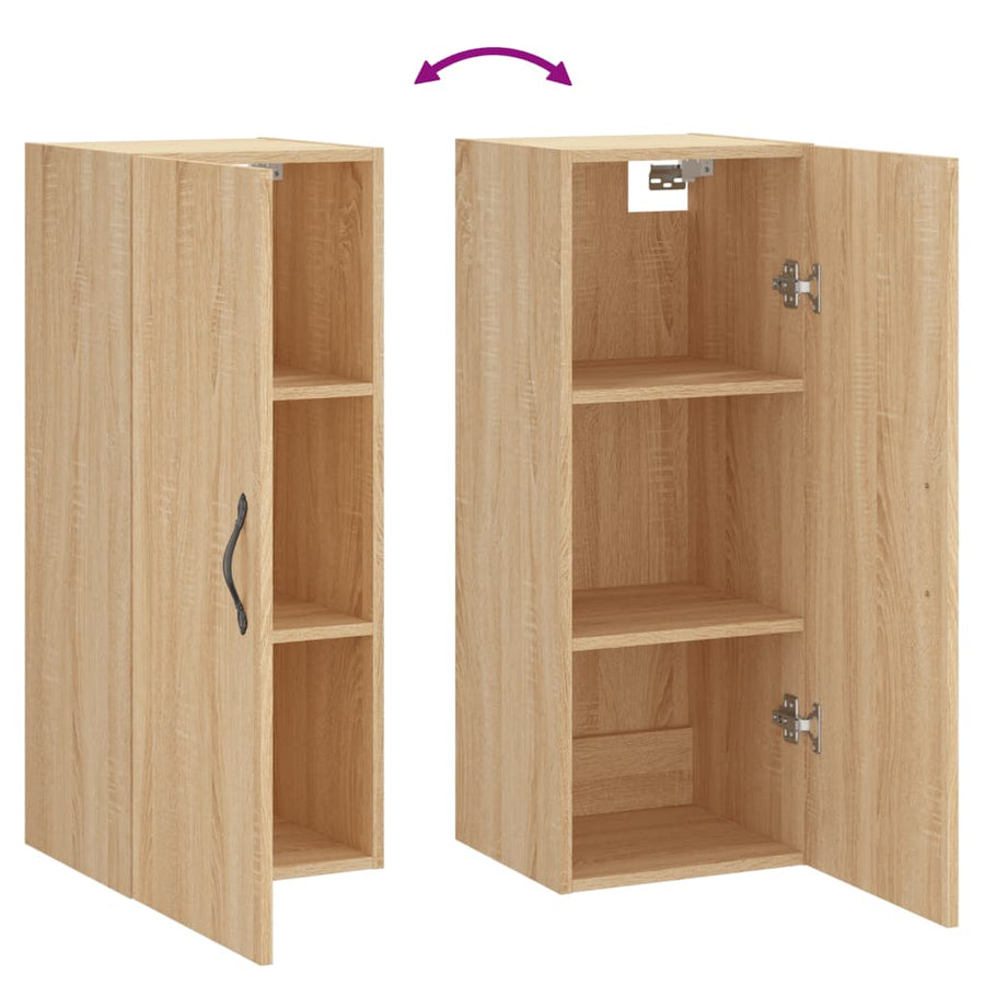 Wandkast 34,5x34x90 cm bewerkt hout sonoma eikenkleurig