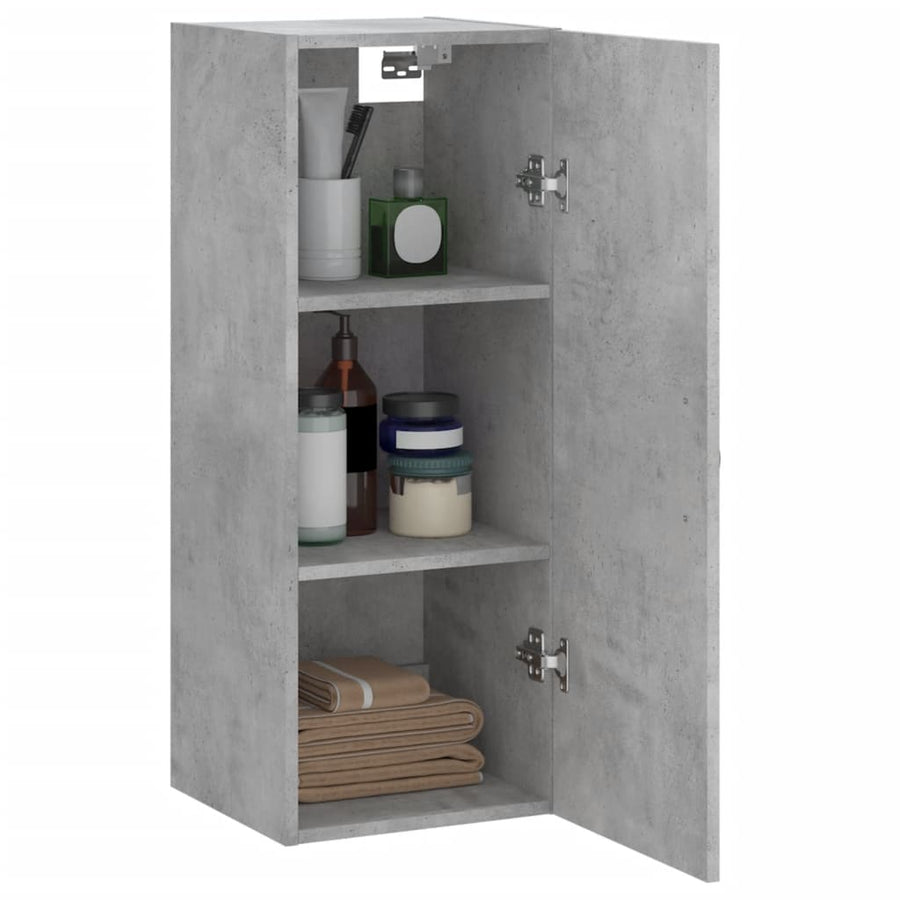 Wandkast 34,5X34X90 Cm Bewerkt Hout Betongrijs
