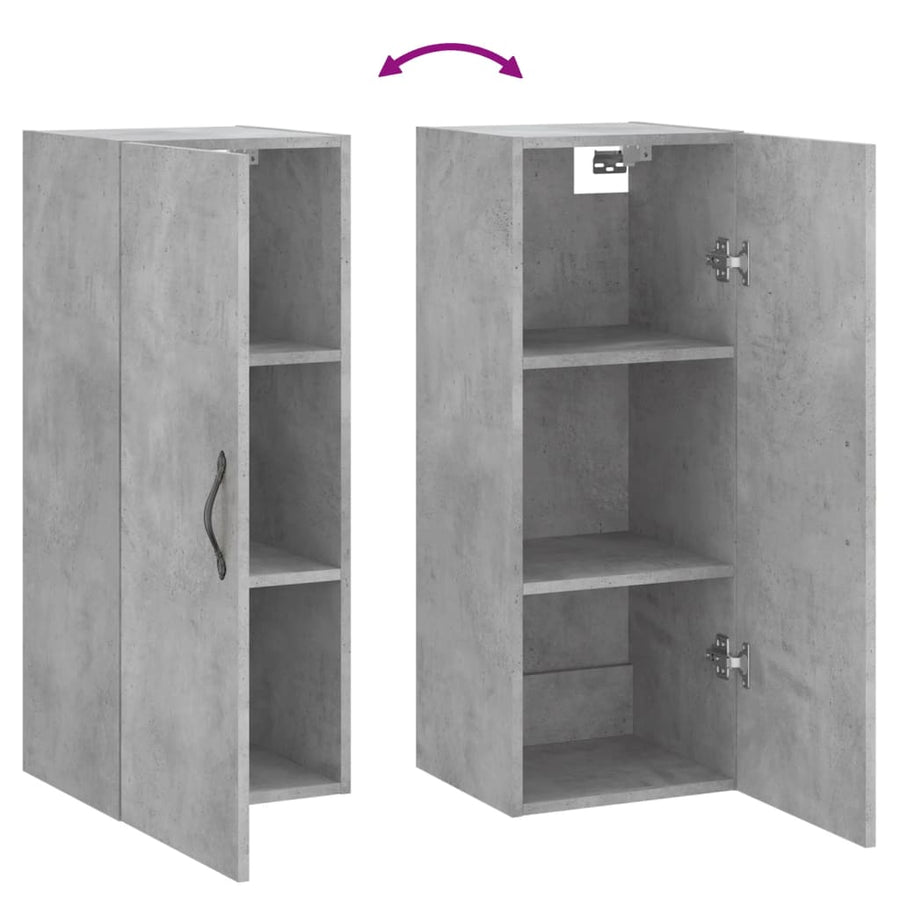 Wandkast 34,5X34X90 Cm Bewerkt Hout Betongrijs
