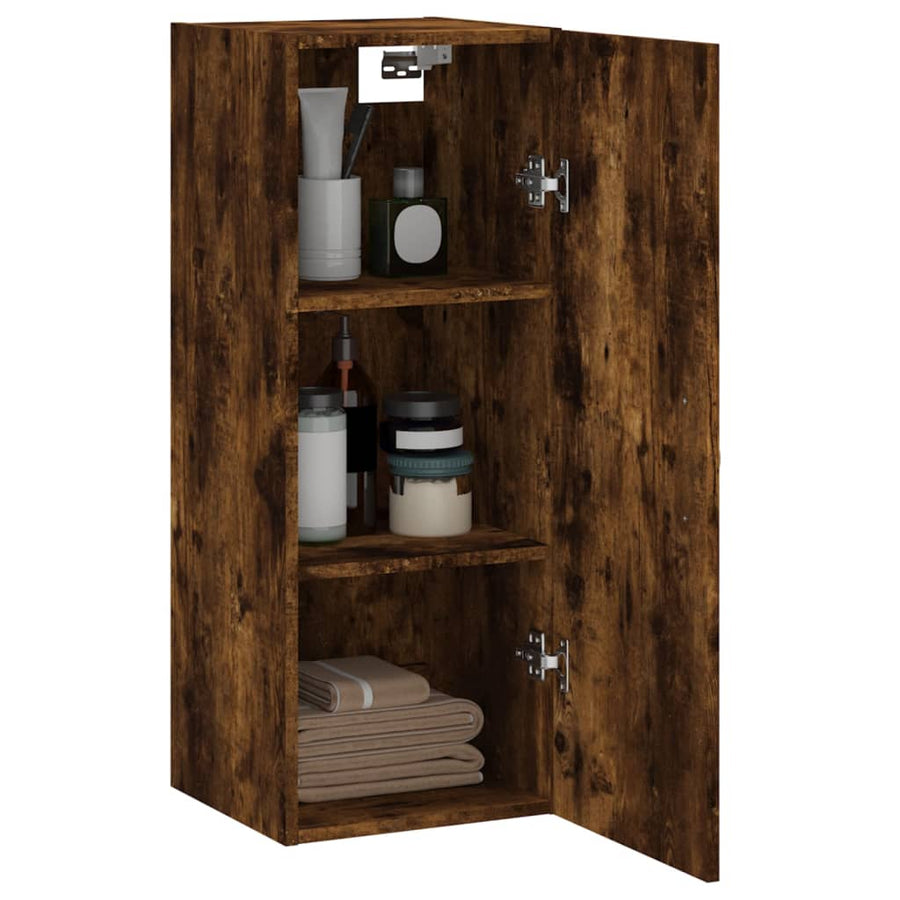 Wandkast 34,5X34X90 Cm Bewerkt Hout Gerookt Eikenkleurig