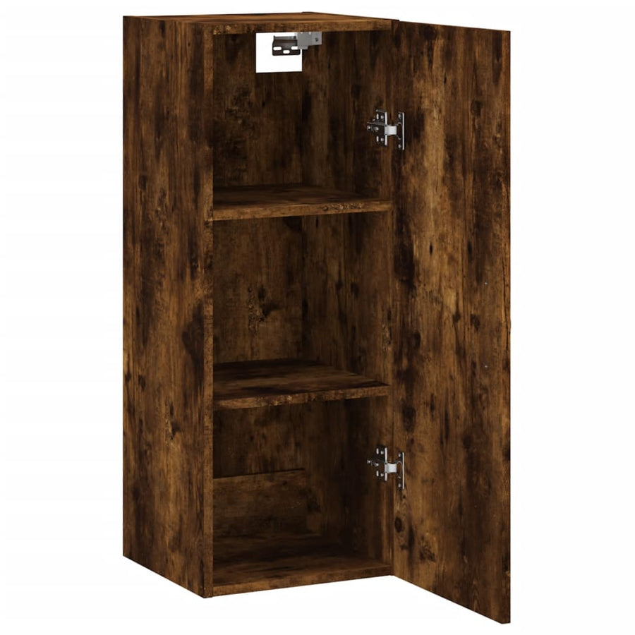 Wandkast 34,5X34X90 Cm Bewerkt Hout Gerookt Eikenkleurig