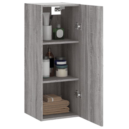 Wandkast 34,5X34X90 Cm Bewerkt Hout Grijs Sonoma Eikenkleurig