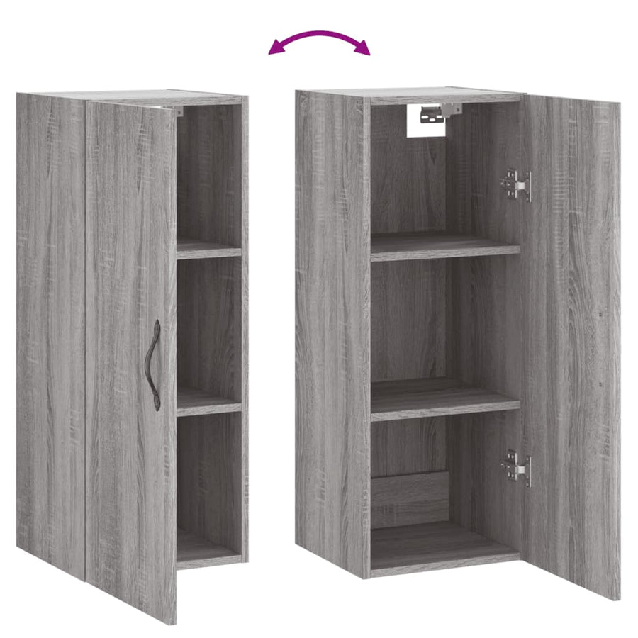 Wandkast 34,5X34X90 Cm Bewerkt Hout Grijs Sonoma Eikenkleurig
