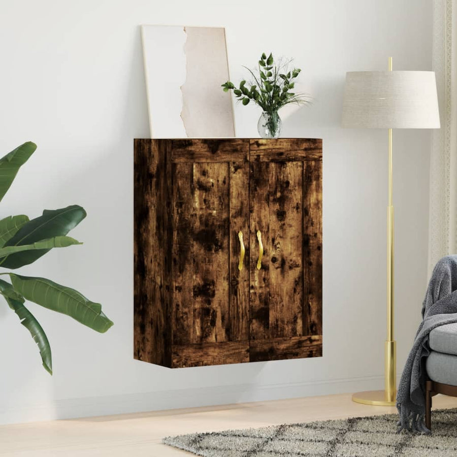Wandkast 69,5X34X90 Cm Bewerkt Hout Gerookt Eikenkleurig