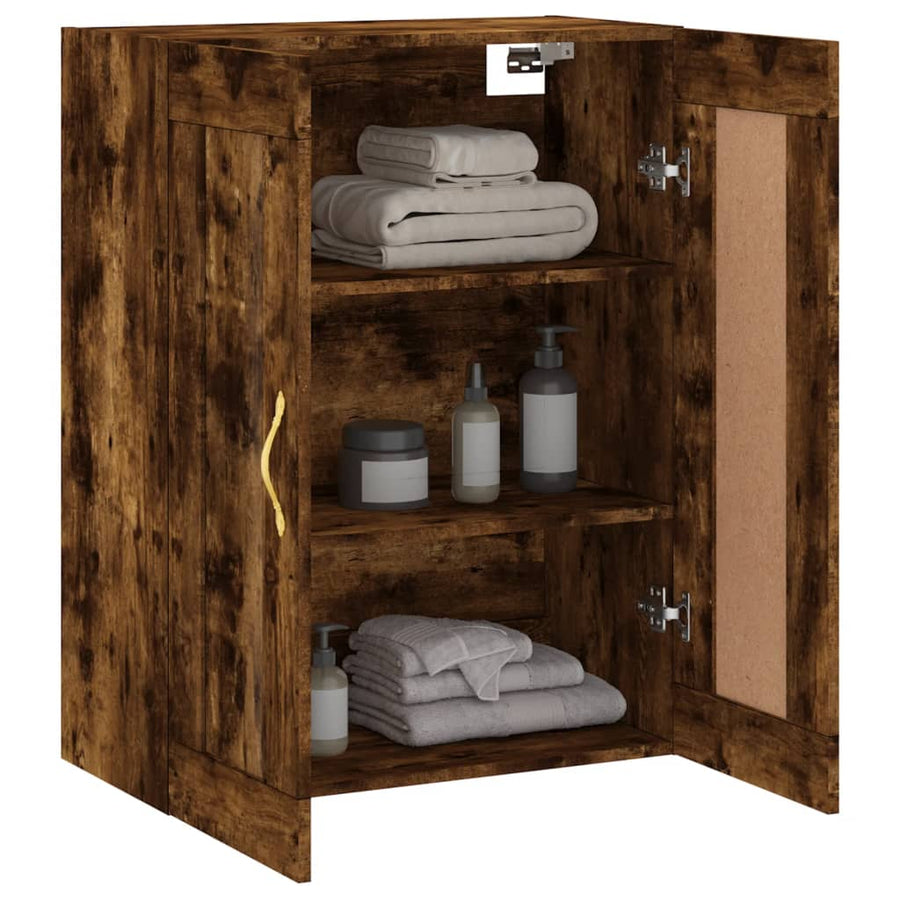 Wandkast 69,5X34X90 Cm Bewerkt Hout Gerookt Eikenkleurig