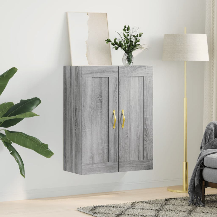 Wandkast 69,5X34X90 Cm Bewerkt Hout Grijs Sonoma Eikenkleurig