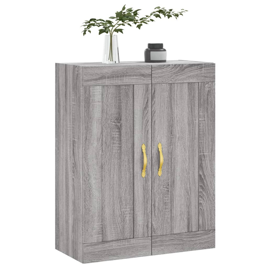 Wandkast 69,5X34X90 Cm Bewerkt Hout Grijs Sonoma Eikenkleurig