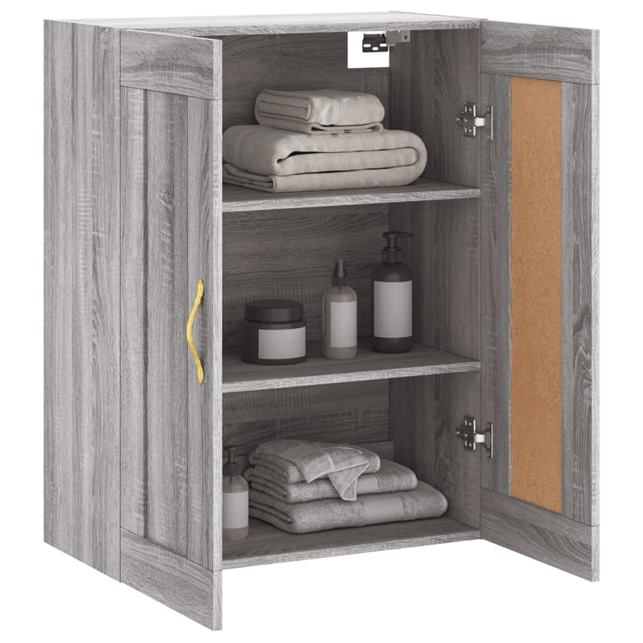 Wandkast 69,5X34X90 Cm Bewerkt Hout Grijs Sonoma Eikenkleurig