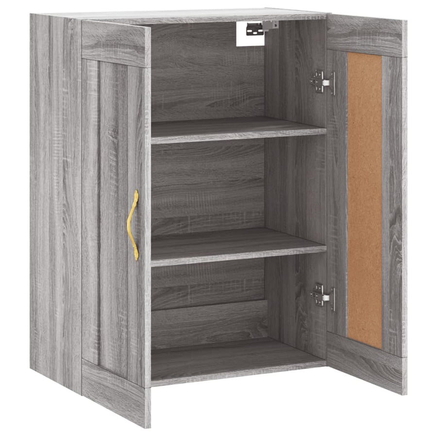 Wandkast 69,5X34X90 Cm Bewerkt Hout Grijs Sonoma Eikenkleurig