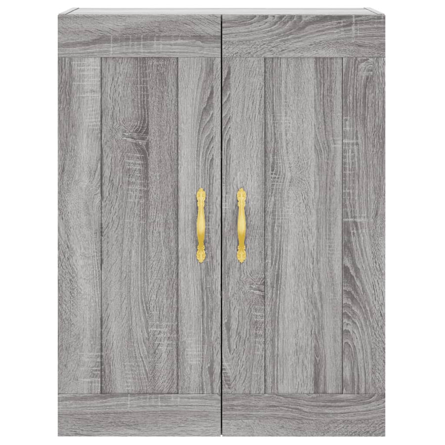 Wandkast 69,5X34X90 Cm Bewerkt Hout Grijs Sonoma Eikenkleurig