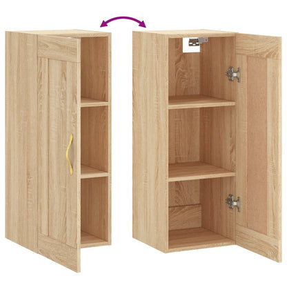 Wandkast 34,5x34x90 cm bewerkt hout sonoma eikenkleurig