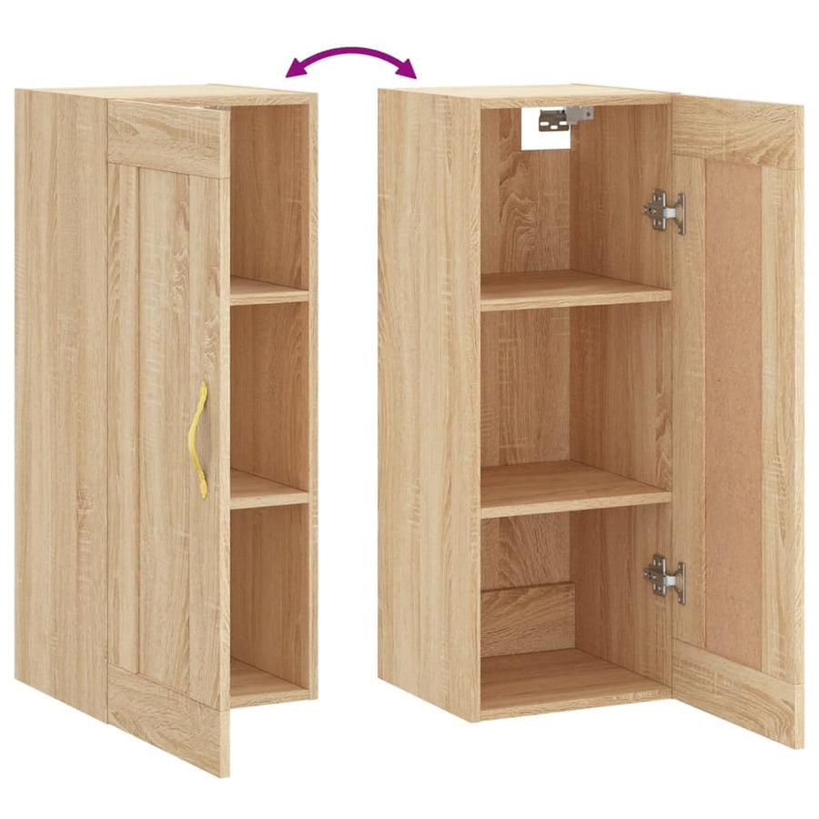 Wandkast 34,5x34x90 cm bewerkt hout sonoma eikenkleurig