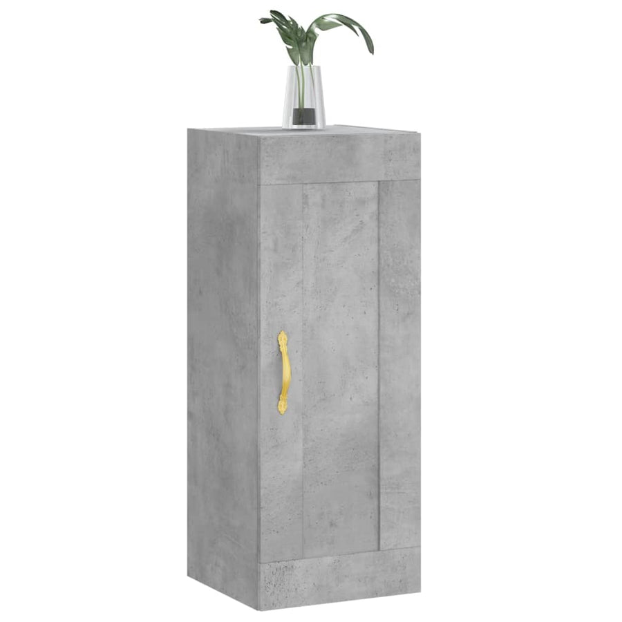 Wandkast 34,5X34X90 Cm Bewerkt Hout Betongrijs