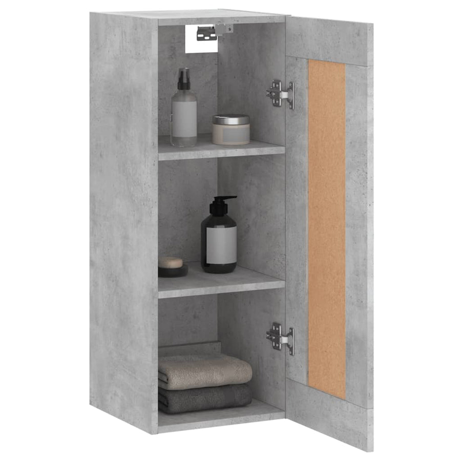 Wandkast 34,5X34X90 Cm Bewerkt Hout Betongrijs