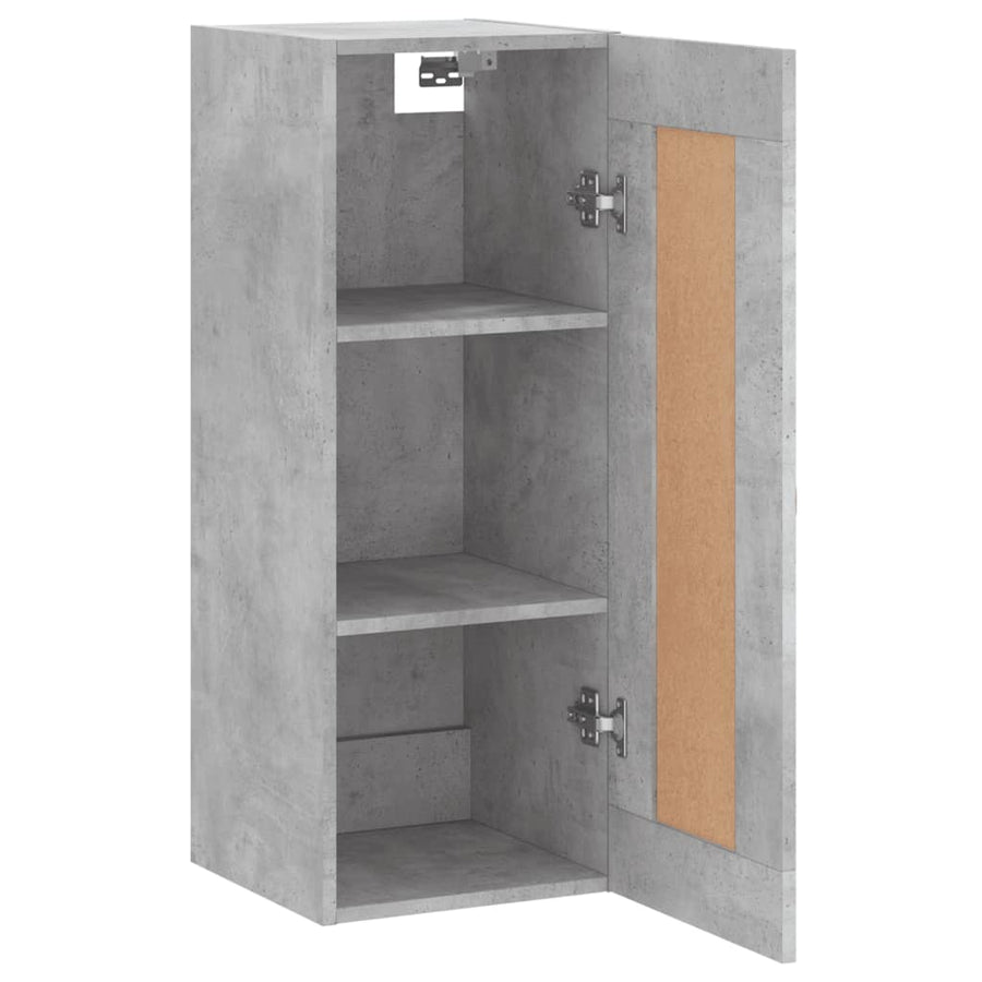 Wandkast 34,5X34X90 Cm Bewerkt Hout Betongrijs