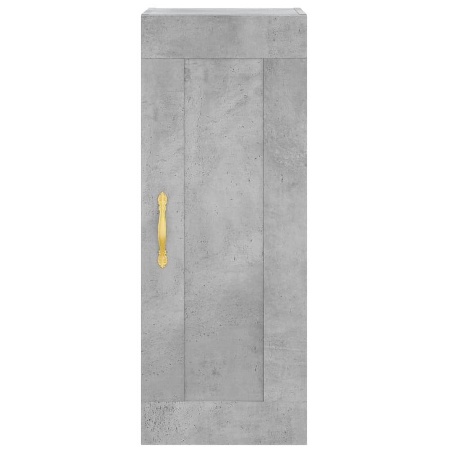 Wandkast 34,5X34X90 Cm Bewerkt Hout Betongrijs