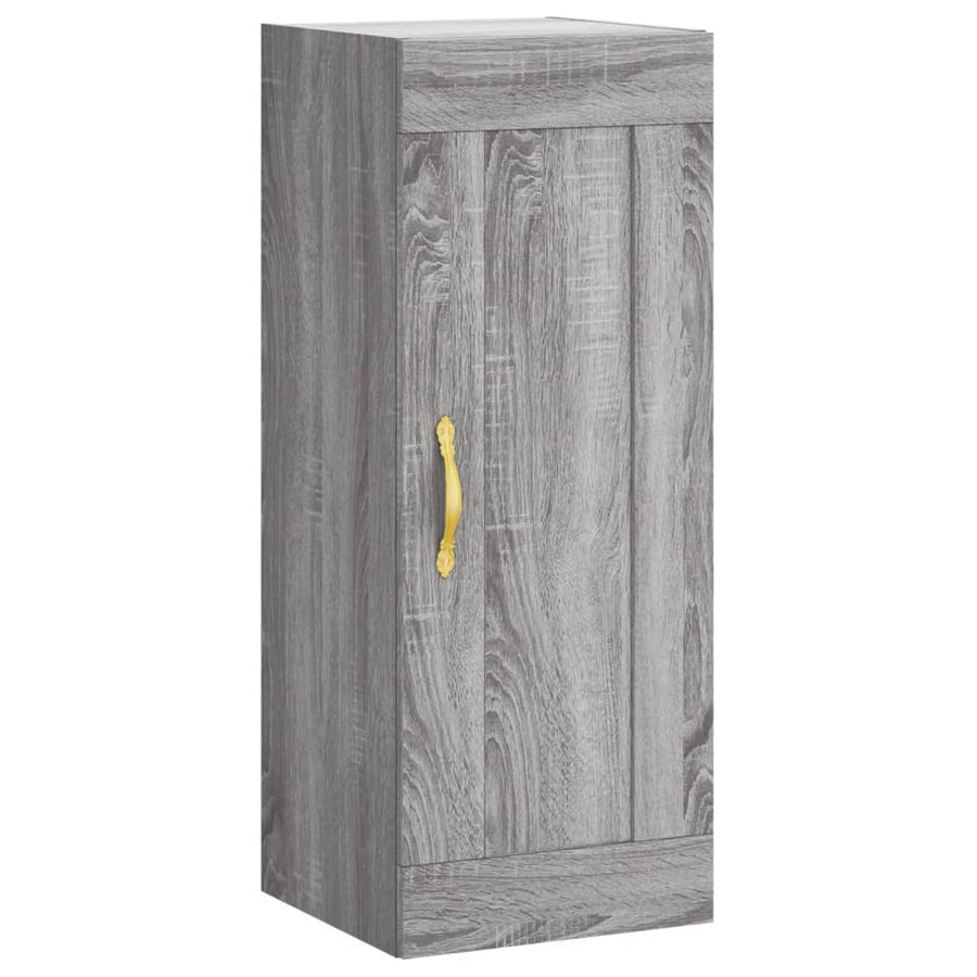 Wandkast 34,5X34X90 Cm Bewerkt Hout Grijs Sonoma Eikenkleurig