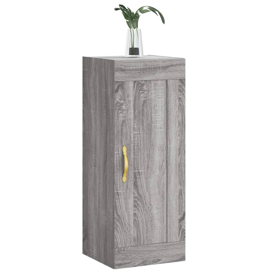 Wandkast 34,5X34X90 Cm Bewerkt Hout Grijs Sonoma Eikenkleurig