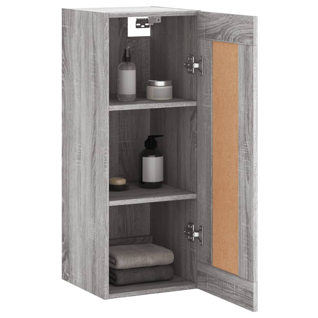 Wandkast 34,5X34X90 Cm Bewerkt Hout Grijs Sonoma Eikenkleurig