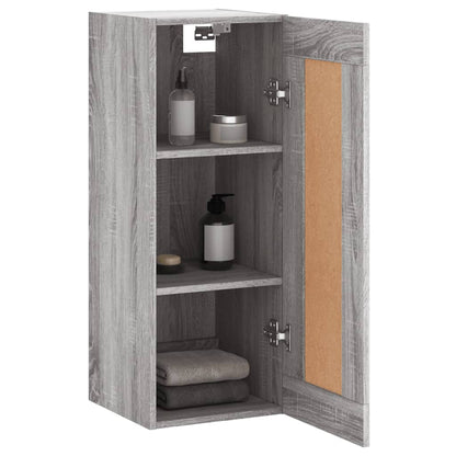 Wandkast 34,5X34X90 Cm Bewerkt Hout Grijs Sonoma Eikenkleurig