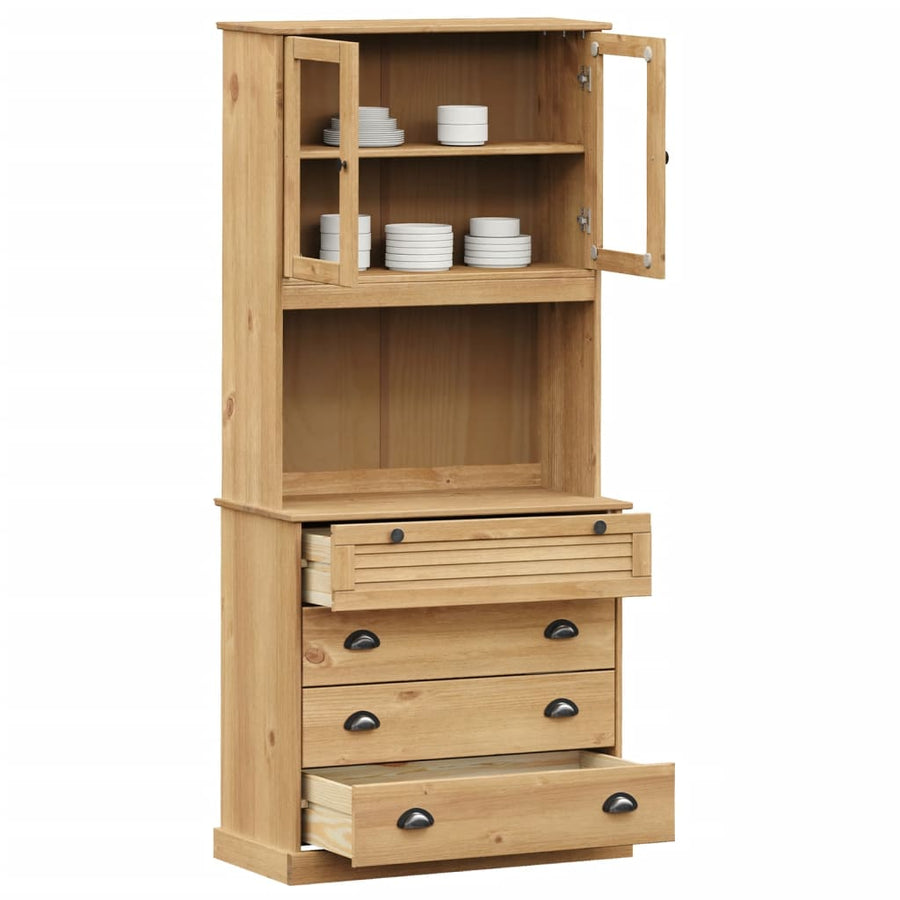 Hoge Kast Vigo 80X40X176 Cm Massief Grenenhout Bruin