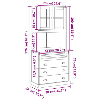 Hoge Kast Vigo 80X40X176 Cm Massief Grenenhout Bruin