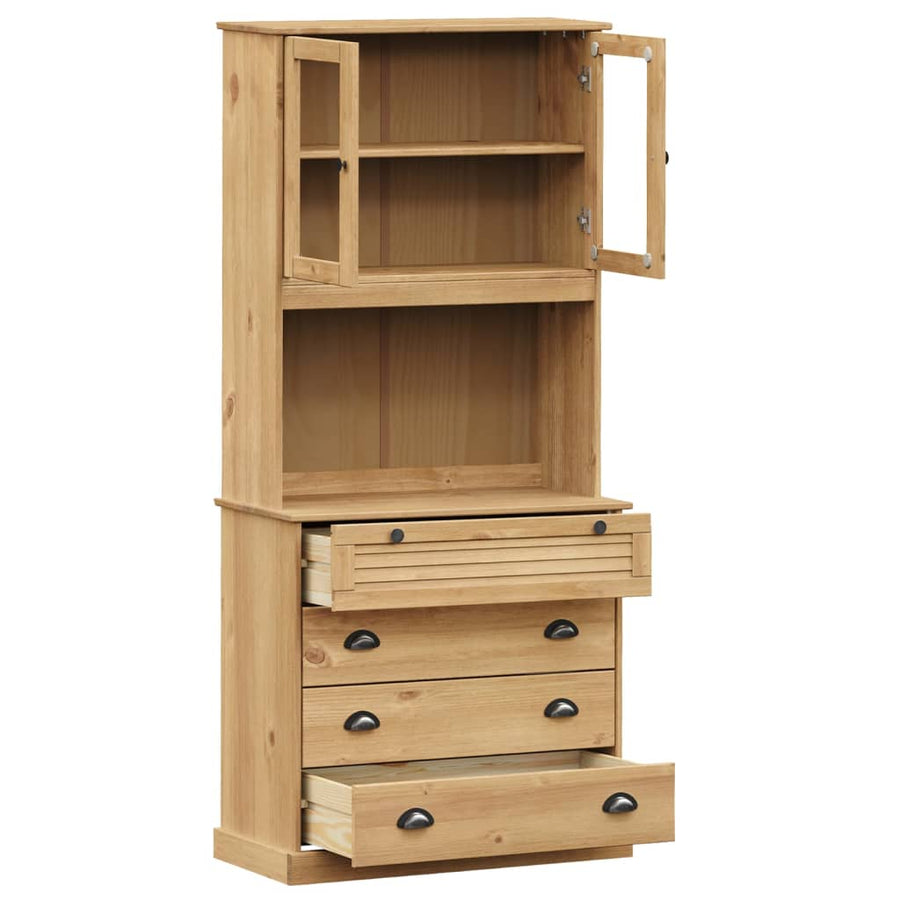 Hoge Kast Vigo 80X40X176 Cm Massief Grenenhout Bruin