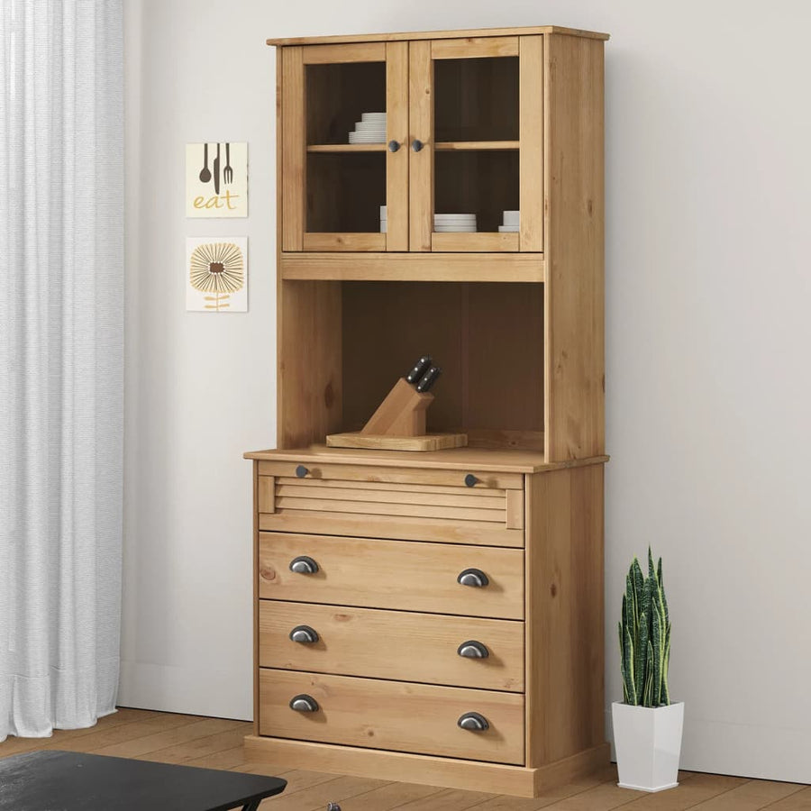 Hoge Kast Vigo 80X40X176 Cm Massief Grenenhout Bruin