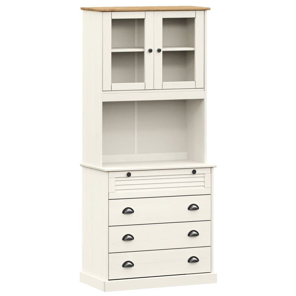 Hoge Kast Vigo 80X40X176 Cm Massief Grenenhout Wit