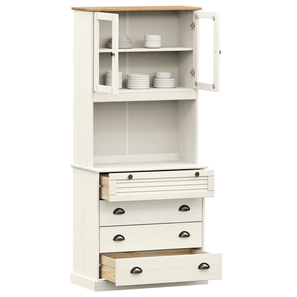 Hoge Kast Vigo 80X40X176 Cm Massief Grenenhout Wit