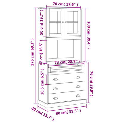 Hoge Kast Vigo 80X40X176 Cm Massief Grenenhout Wit