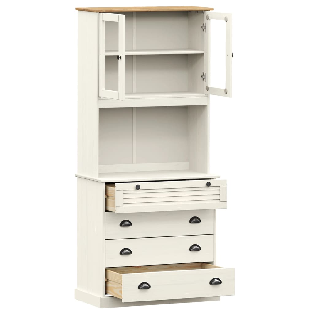 Hoge Kast Vigo 80X40X176 Cm Massief Grenenhout Wit