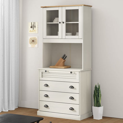 Hoge Kast Vigo 80X40X176 Cm Massief Grenenhout Wit