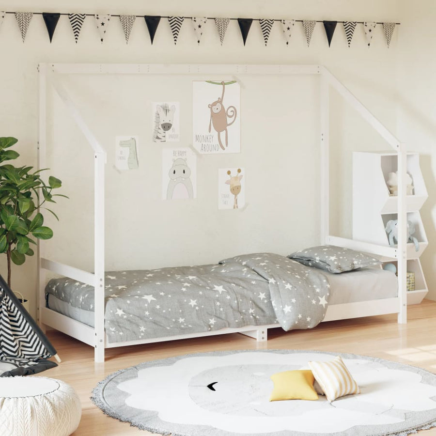 Kinderbedframe 80X200 Cm Massief Grenenhout Wit