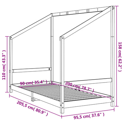 Kinderbedframe 90X200 Cm Massief Grenenhout Wit