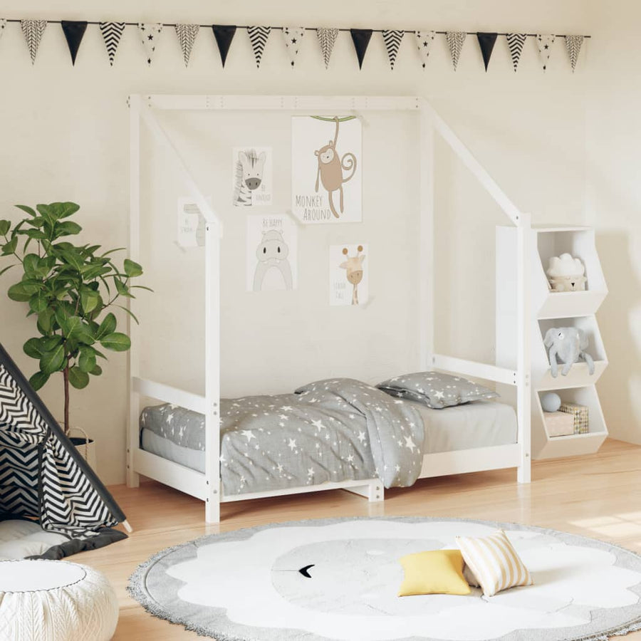 Kinderbedframe 70X140 Cm Massief Grenenhout Wit