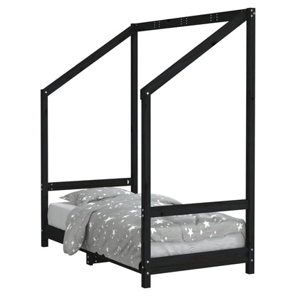 Kinderbedframe 70X140 Cm Massief Grenenhout Zwart