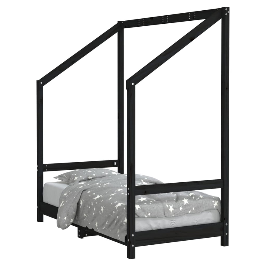 Kinderbedframe 70X140 Cm Massief Grenenhout Zwart